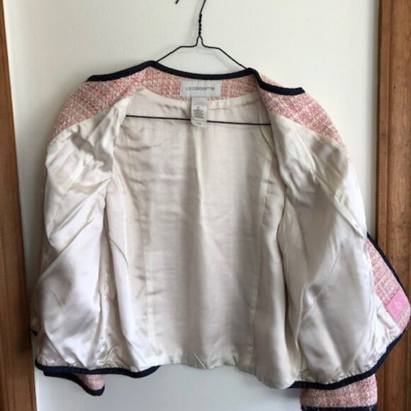 LIZ CLAIBORNE Vintage Nubby Tweed Denim Accent Trim 3/4 Sleeve Jacket … - Picture 3 of 12